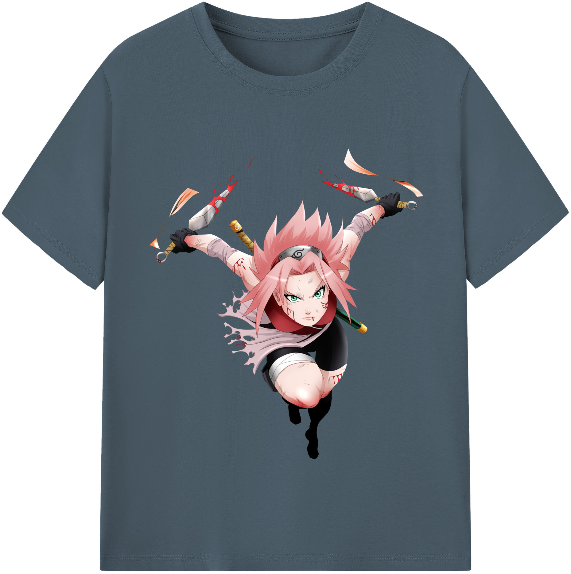 （画像用） NARUTO -ナルト- 春野サクラ Haruno Sakura 綿100％半袖Tシャツ（フロントプリント）